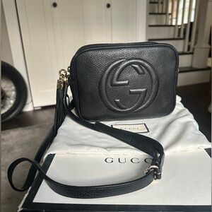 GUCCI Pebbled Calfskin Soho Disco Bag Black